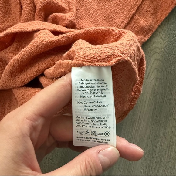 Madewell Orange Textures & Thread Crinkle Ruffle Sleeve Blouse - Picture 4 of 6